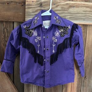 Rockmount Ranch wear Purple Kids Western Shirt with Embroidery